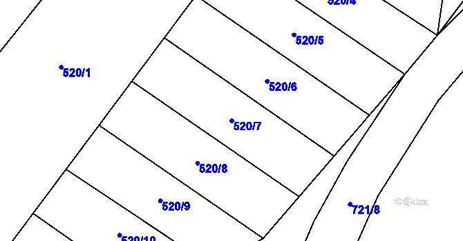 Parcela st. 520/7 v KÚ Rousměrov, Katastrální mapa