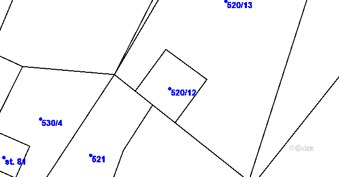 Parcela st. 520/12 v KÚ Rousměrov, Katastrální mapa