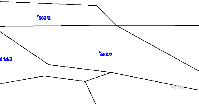 Parcela st. 580/2 v KÚ Rousměrov, Katastrální mapa