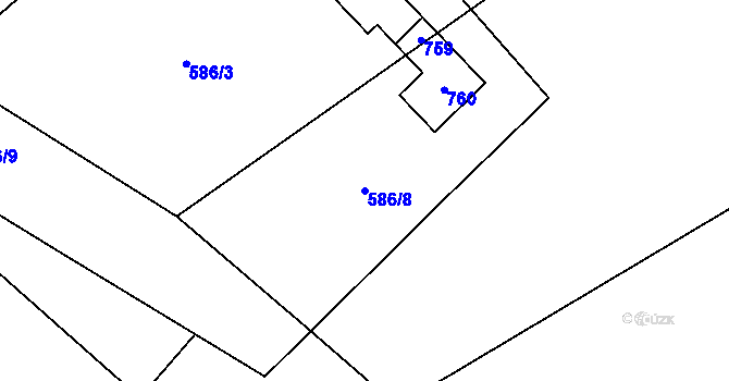 Parcela st. 586/8 v KÚ Rousměrov, Katastrální mapa