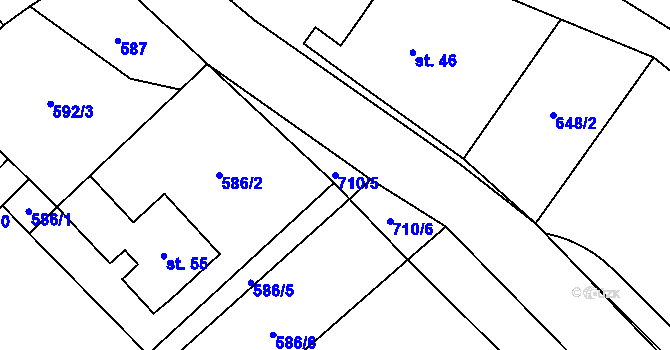 Parcela st. 710/5 v KÚ Rousměrov, Katastrální mapa