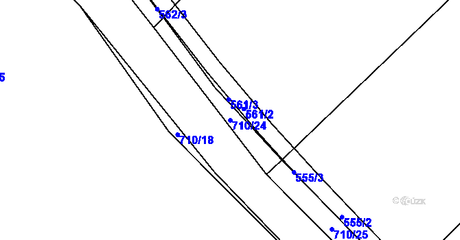 Parcela st. 710/24 v KÚ Rousměrov, Katastrální mapa