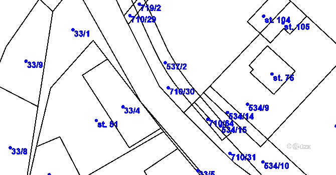 Parcela st. 710/30 v KÚ Rousměrov, Katastrální mapa