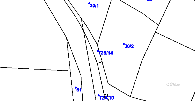 Parcela st. 726/14 v KÚ Rousměrov, Katastrální mapa