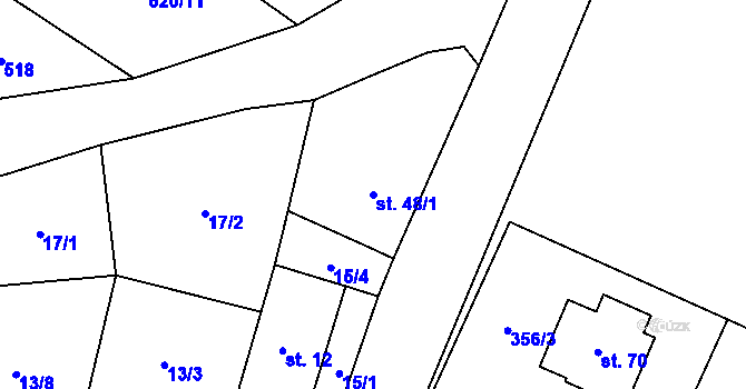 Parcela st. 48/1 v KÚ Rousměrov, Katastrální mapa