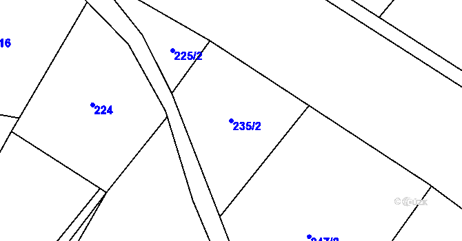 Parcela st. 235/2 v KÚ Rousměrov, Katastrální mapa