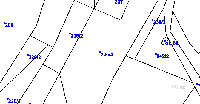 Parcela st. 236/4 v KÚ Rousměrov, Katastrální mapa