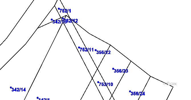 Parcela st. 356/22 v KÚ Rousměrov, Katastrální mapa