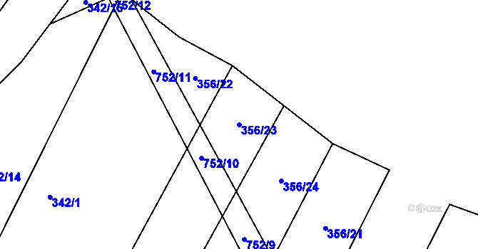 Parcela st. 356/23 v KÚ Rousměrov, Katastrální mapa