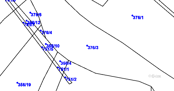 Parcela st. 376/3 v KÚ Rousměrov, Katastrální mapa
