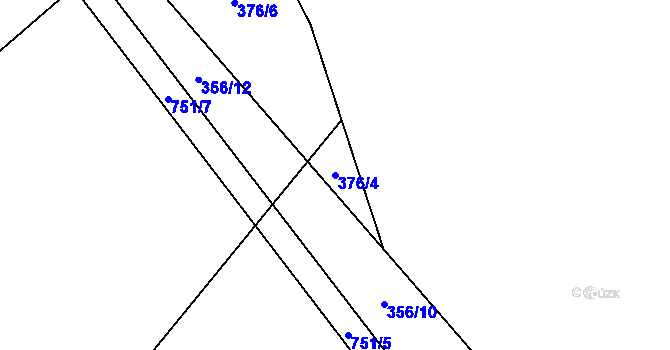 Parcela st. 376/4 v KÚ Rousměrov, Katastrální mapa