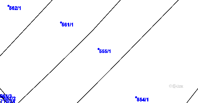 Parcela st. 555 v KÚ Rousměrov, Katastrální mapa