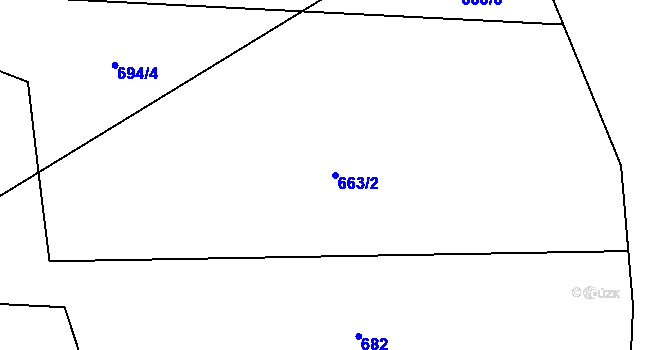 Parcela st. 663/2 v KÚ Rousměrov, Katastrální mapa