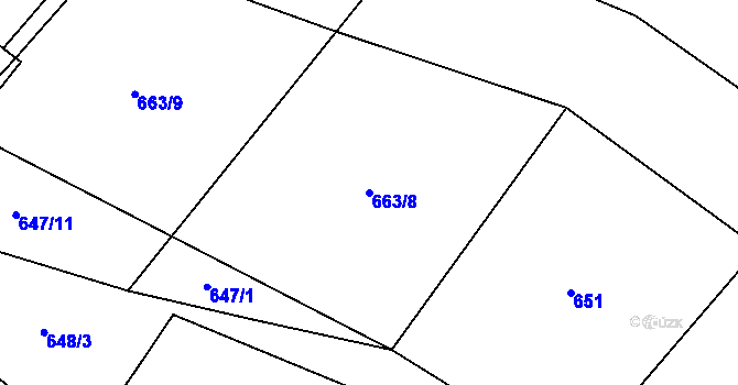 Parcela st. 663/8 v KÚ Rousměrov, Katastrální mapa