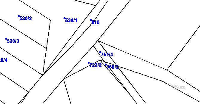 Parcela st. 751/4 v KÚ Rousměrov, Katastrální mapa