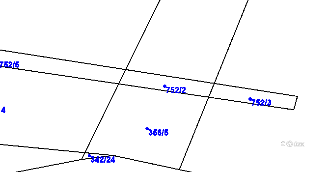 Parcela st. 752/2 v KÚ Rousměrov, Katastrální mapa