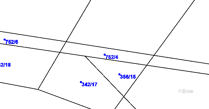 Parcela st. 752/4 v KÚ Rousměrov, Katastrální mapa