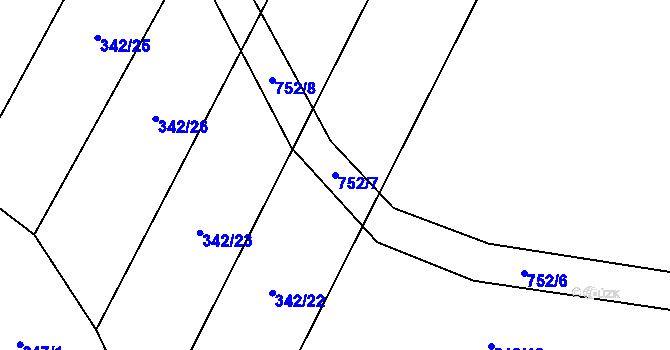 Parcela st. 752/7 v KÚ Rousměrov, Katastrální mapa