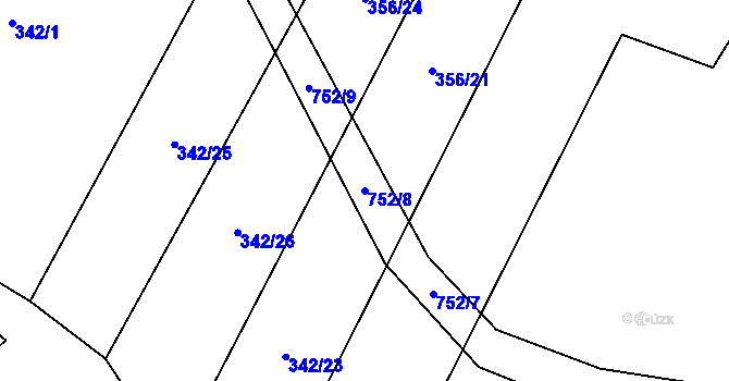 Parcela st. 752/8 v KÚ Rousměrov, Katastrální mapa