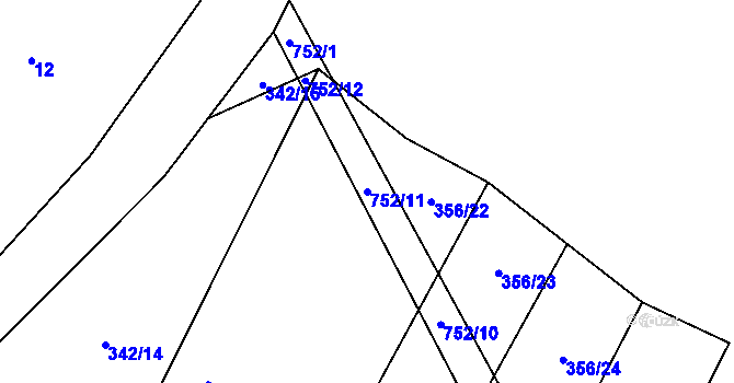 Parcela st. 752/11 v KÚ Rousměrov, Katastrální mapa