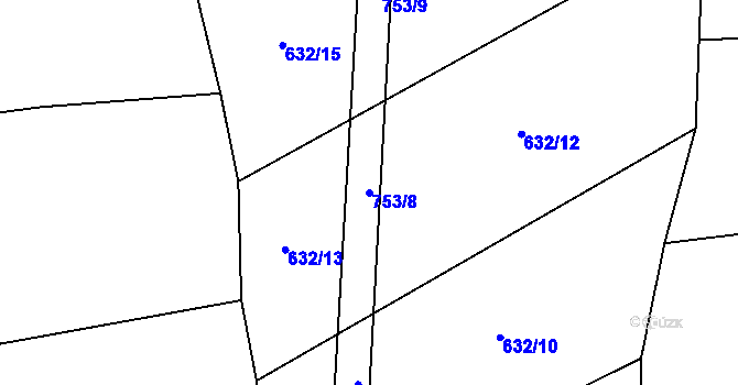 Parcela st. 753/8 v KÚ Rousměrov, Katastrální mapa