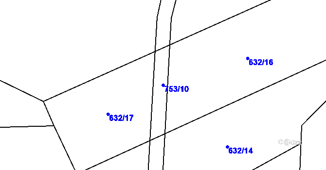 Parcela st. 753/10 v KÚ Rousměrov, Katastrální mapa