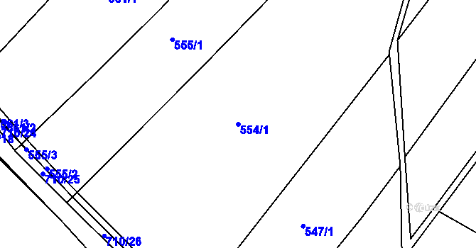 Parcela st. 554/1 v KÚ Rousměrov, Katastrální mapa