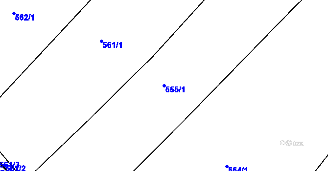 Parcela st. 555/1 v KÚ Rousměrov, Katastrální mapa