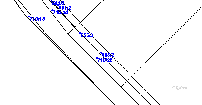 Parcela st. 555/2 v KÚ Rousměrov, Katastrální mapa