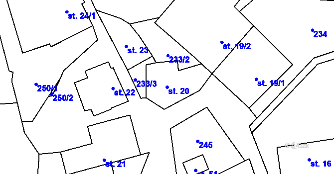 Parcela st. 20 v KÚ Malé Tresné, Katastrální mapa