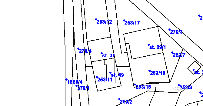 Parcela st. 31 v KÚ Malé Tresné, Katastrální mapa