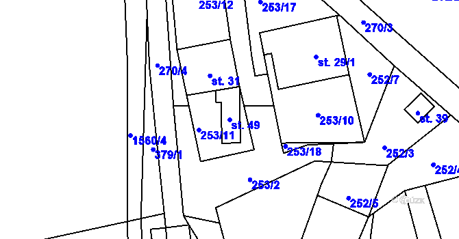 Parcela st. 49 v KÚ Malé Tresné, Katastrální mapa