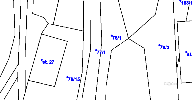 Parcela st. 77/1 v KÚ Malé Tresné, Katastrální mapa