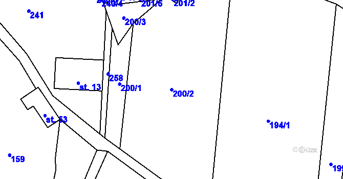 Parcela st. 200/2 v KÚ Malé Tresné, Katastrální mapa