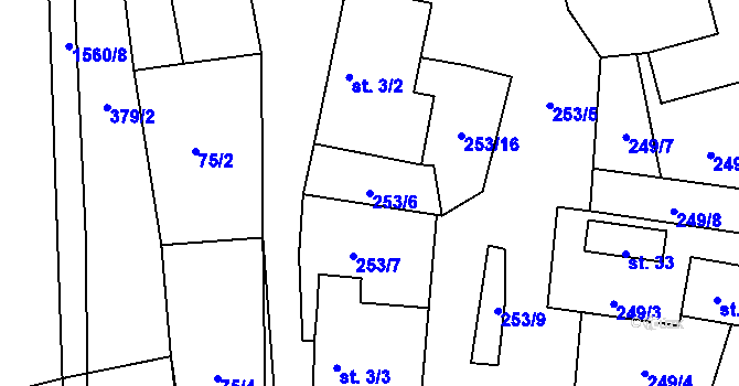 Parcela st. 253/6 v KÚ Malé Tresné, Katastrální mapa