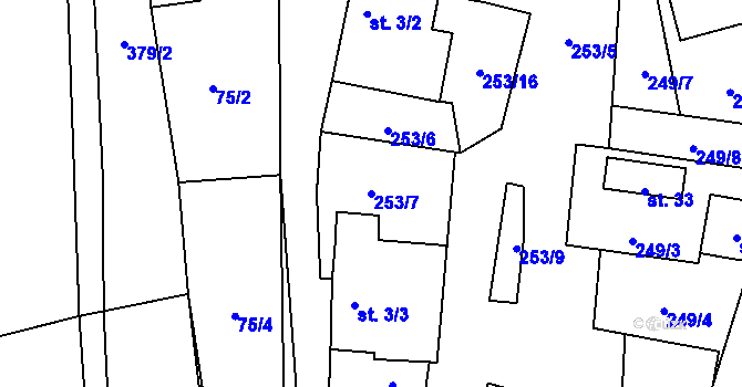 Parcela st. 253/7 v KÚ Malé Tresné, Katastrální mapa