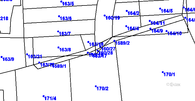 Parcela st. 160/28 v KÚ Rovečné, Katastrální mapa