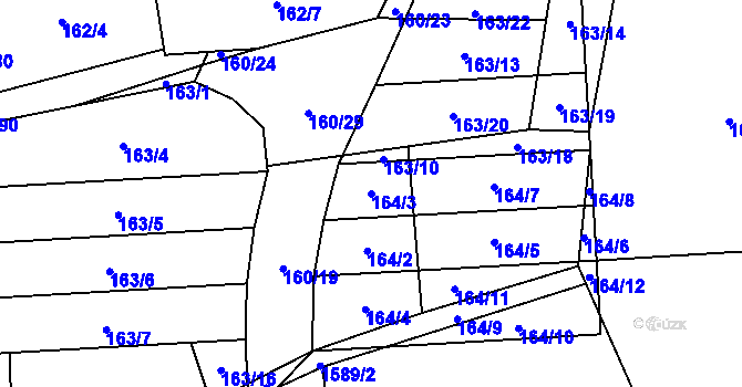 Parcela st. 164/3 v KÚ Rovečné, Katastrální mapa