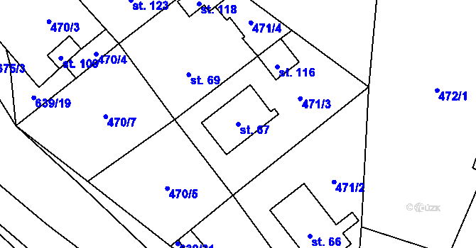Parcela st. 67 v KÚ Velké Tresné, Katastrální mapa