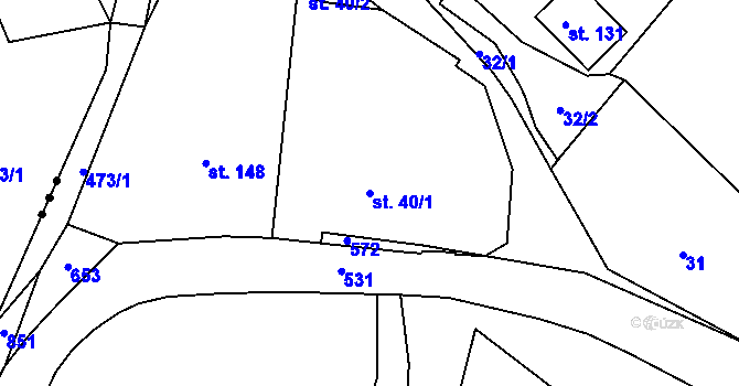 Parcela st. 40/1 v KÚ Roveň u Sobotky, Katastrální mapa
