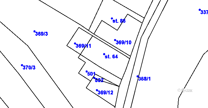 Parcela st. 64 v KÚ Roveň u Sobotky, Katastrální mapa