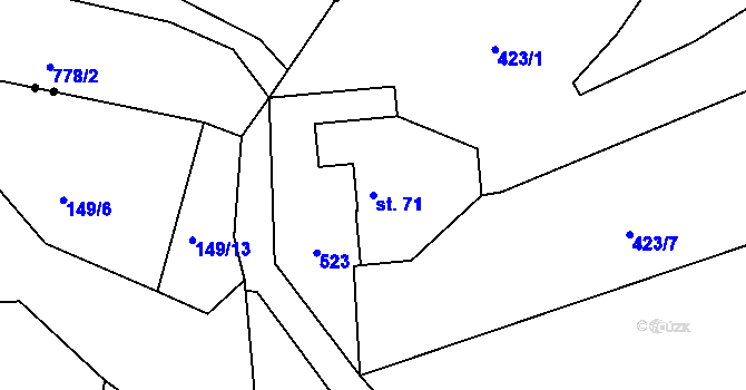Parcela st. 71 v KÚ Roveň u Sobotky, Katastrální mapa