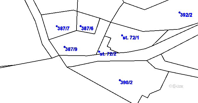 Parcela st. 72/2 v KÚ Roveň u Sobotky, Katastrální mapa