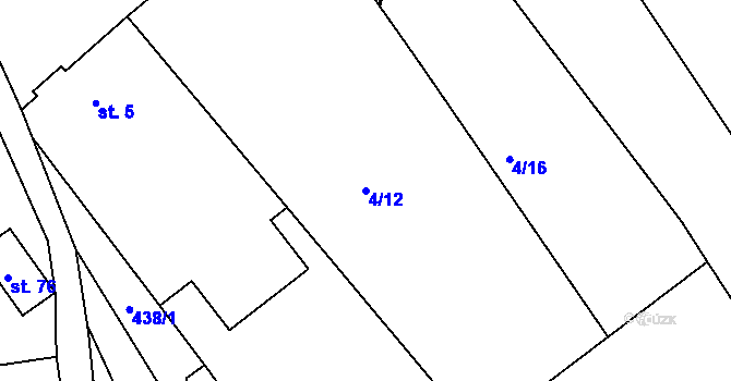 Parcela st. 4/12 v KÚ Roveň u Sobotky, Katastrální mapa