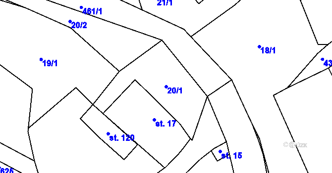 Parcela st. 20/1 v KÚ Roveň u Sobotky, Katastrální mapa