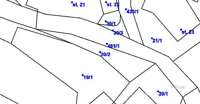 Parcela st. 20/2 v KÚ Roveň u Sobotky, Katastrální mapa