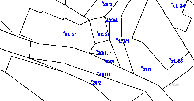 Parcela st. 30/1 v KÚ Roveň u Sobotky, Katastrální mapa