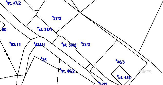 Parcela st. 38/2 v KÚ Roveň u Sobotky, Katastrální mapa