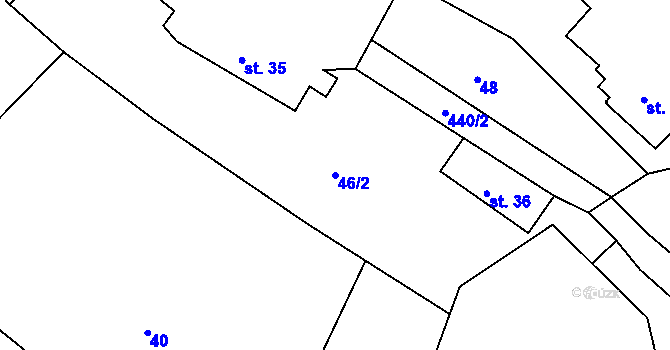 Parcela st. 46/2 v KÚ Roveň u Sobotky, Katastrální mapa