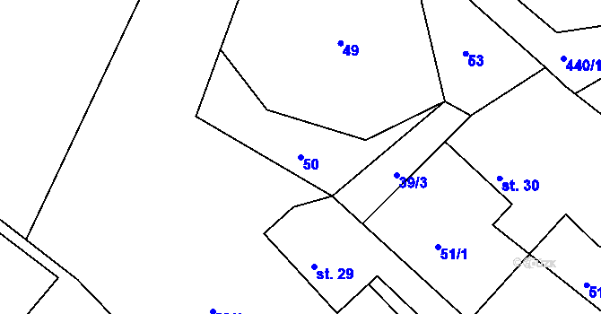 Parcela st. 50 v KÚ Roveň u Sobotky, Katastrální mapa